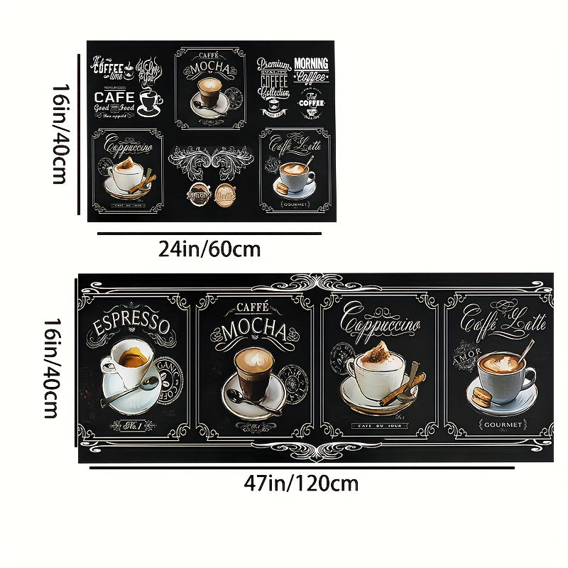 2pcs Coffee Cup Pattern Area Floor Mat Soft Stain-resistant Carpet