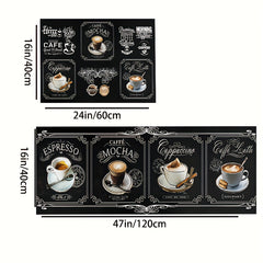 2pcs Coffee Cup Pattern Area Floor Mat Soft Stain-resistant Carpet