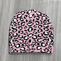 Leopard Print Winter Sport Beanie Hat with Ear Protection