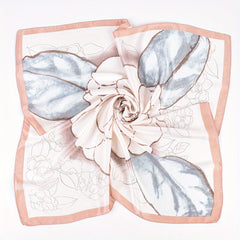 Camellia Print Bandana Silk Square Scarf Satin Shawl Neckerchief