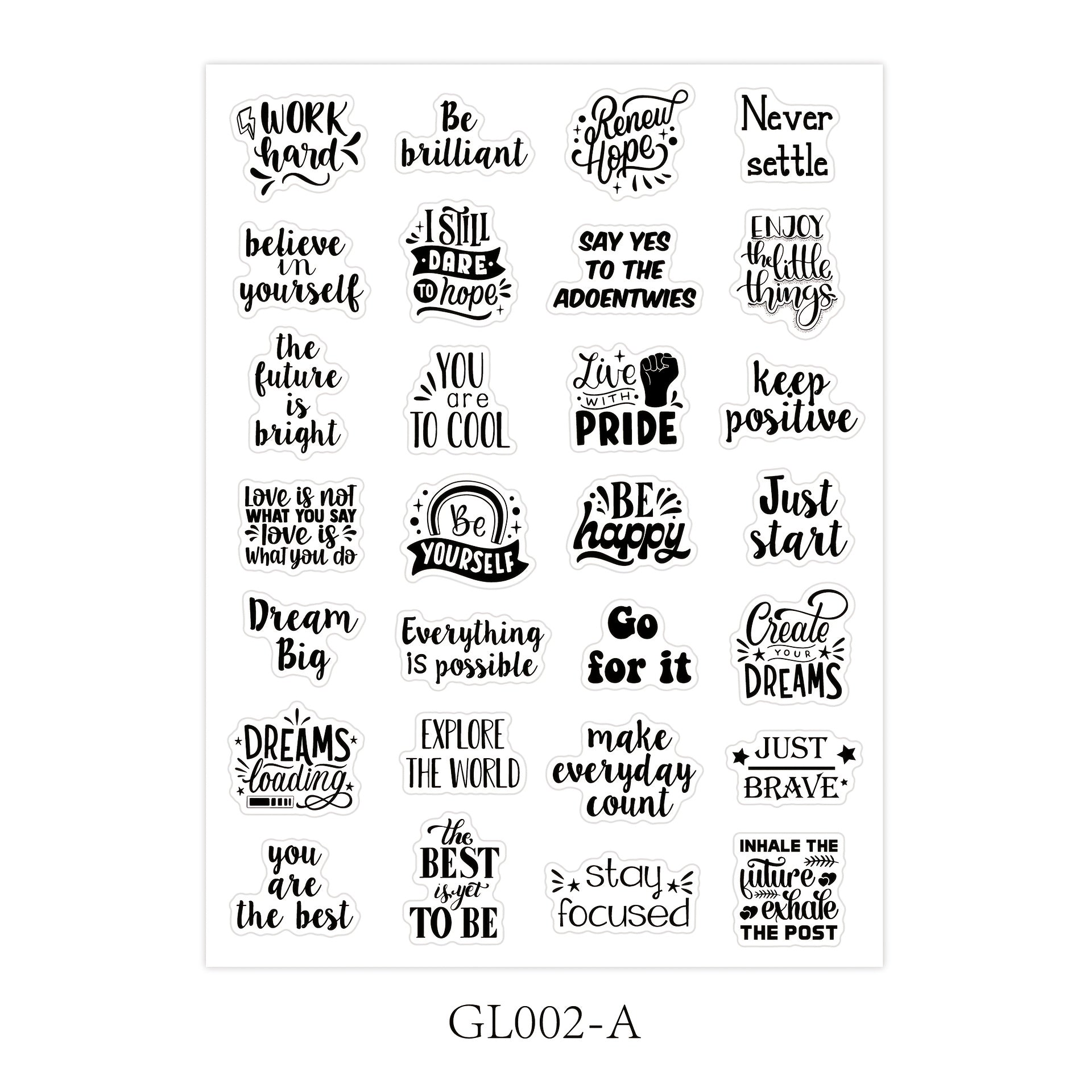 Arrival Text Sticker Single Sheet Transparent Encouragement Quote