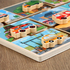 Transportation Board Game for Kids - Wooden Puzzle Tabletop Game