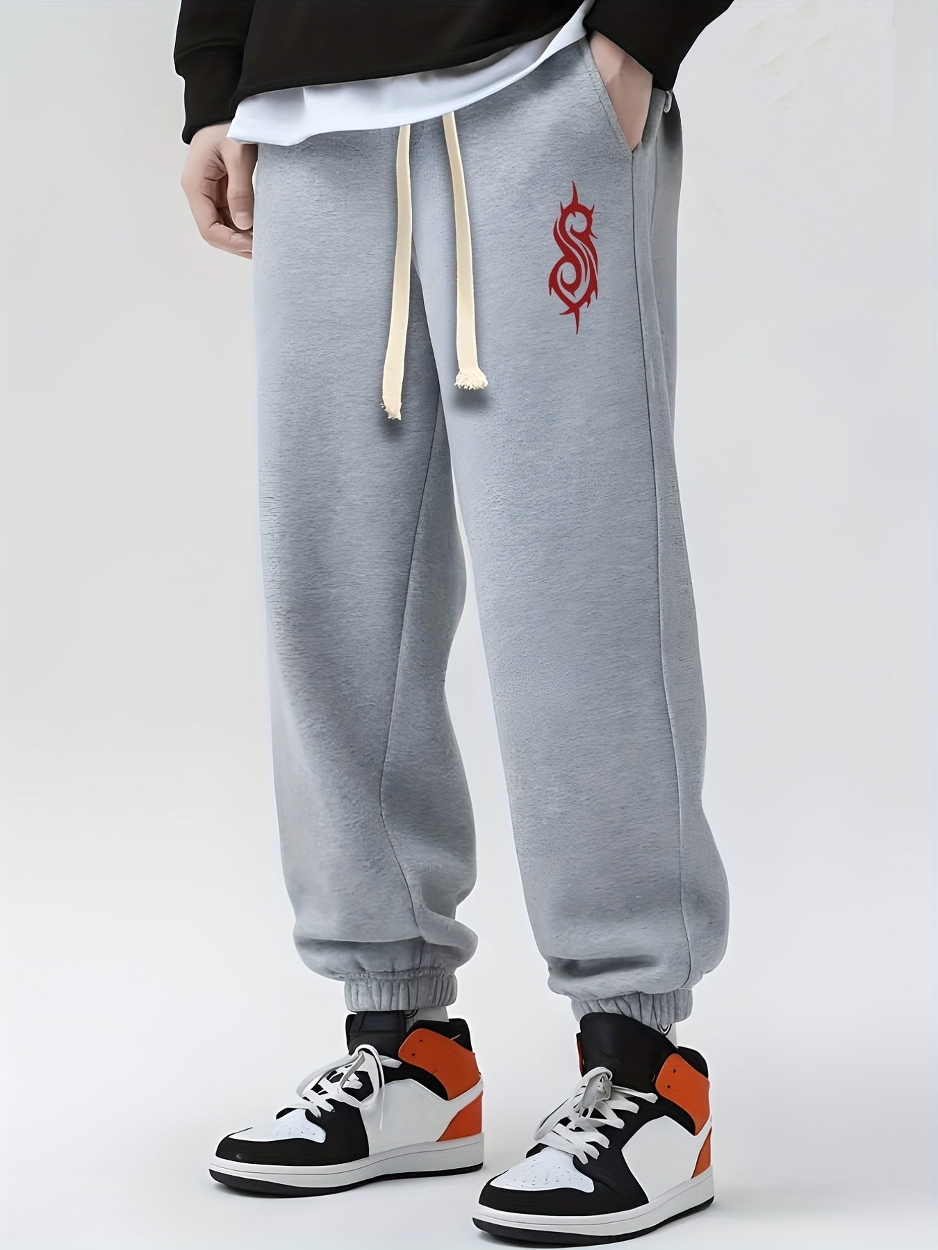 Ethnic Pattern Drawstring Sweatpants Loose Fit Casual Joggers Men