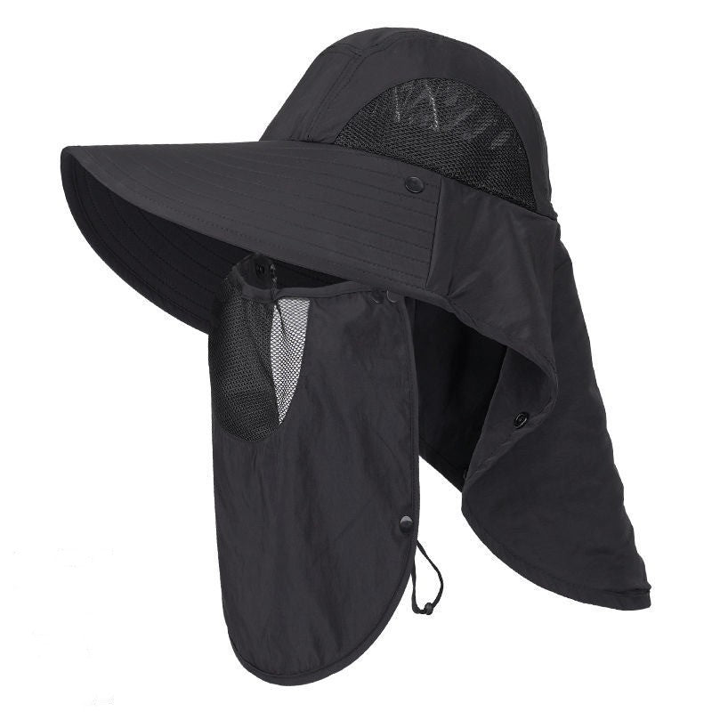 Men's Summer Wide Brim Face Covering Cape Hat