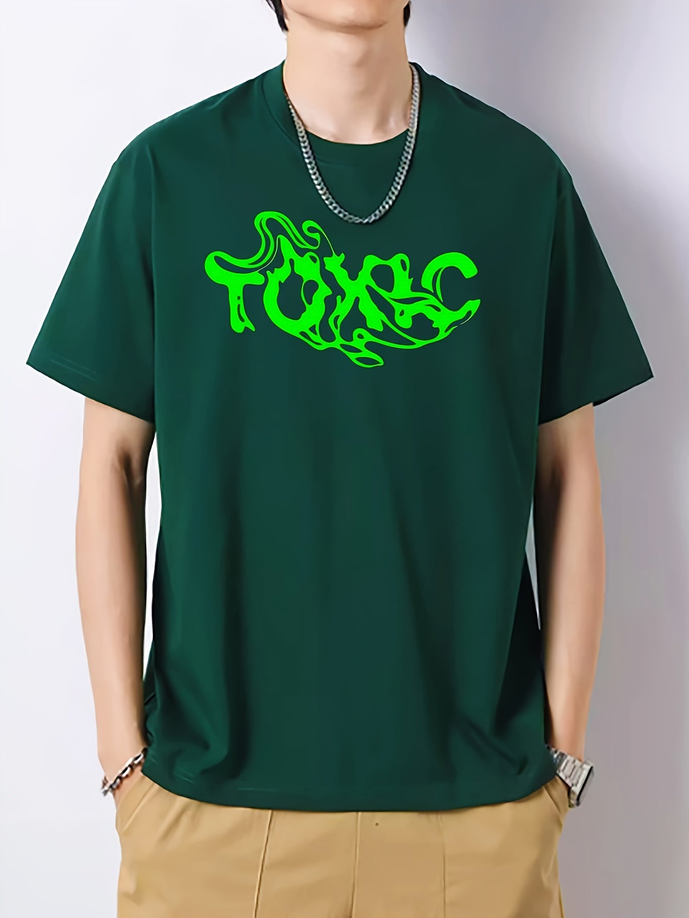 Men's Round Neck Short Sleeve Slim Fit T shirt Print Top