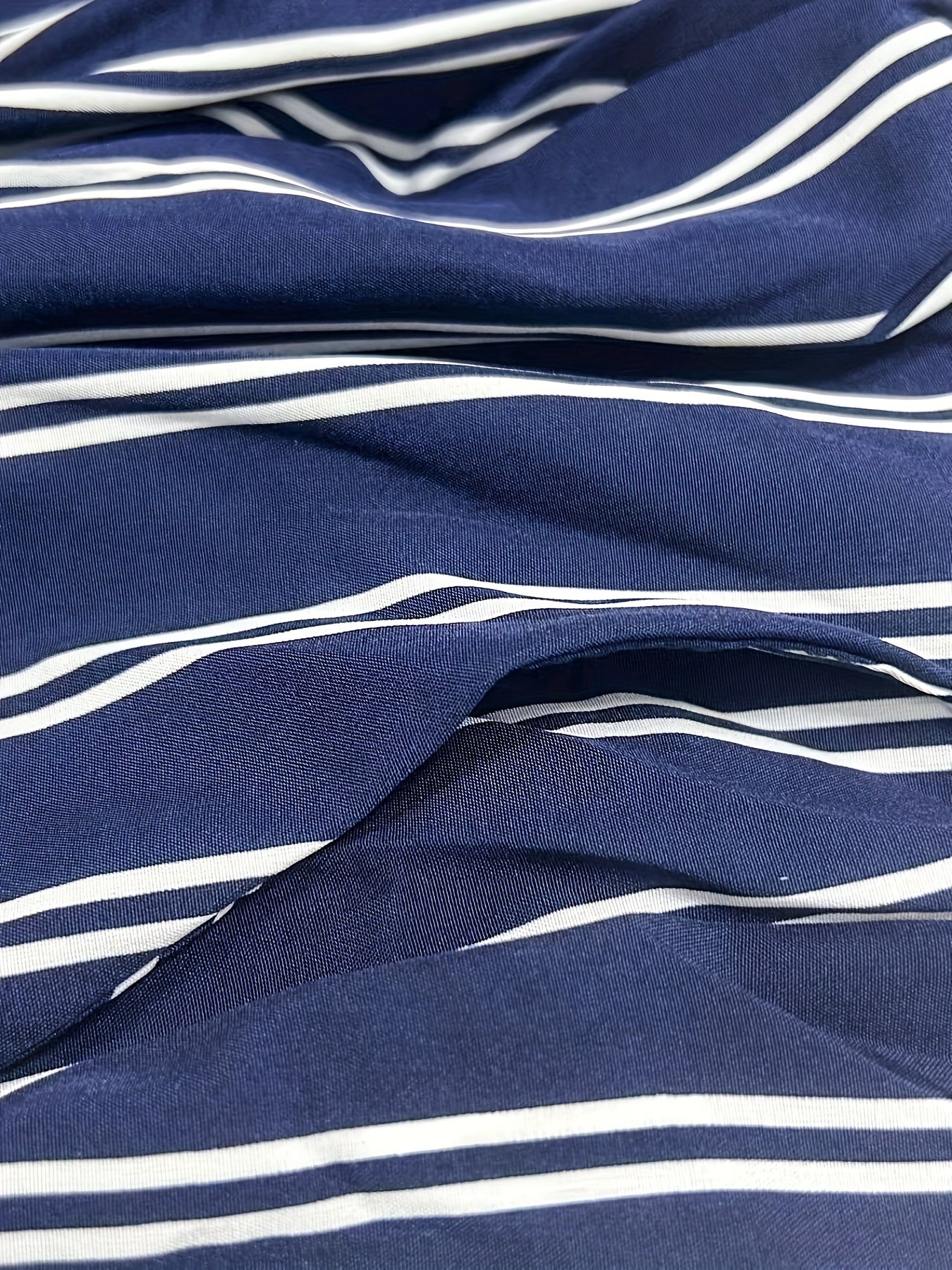  Stripe Print Wide Leg Pants with Pockets