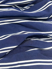 Stripe Print Wide Leg Pants with Pockets