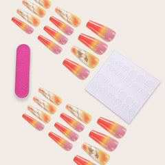 24 pcs Full Cover Coffin Press On Nails Stylish Durable Acrylic Nails Designs