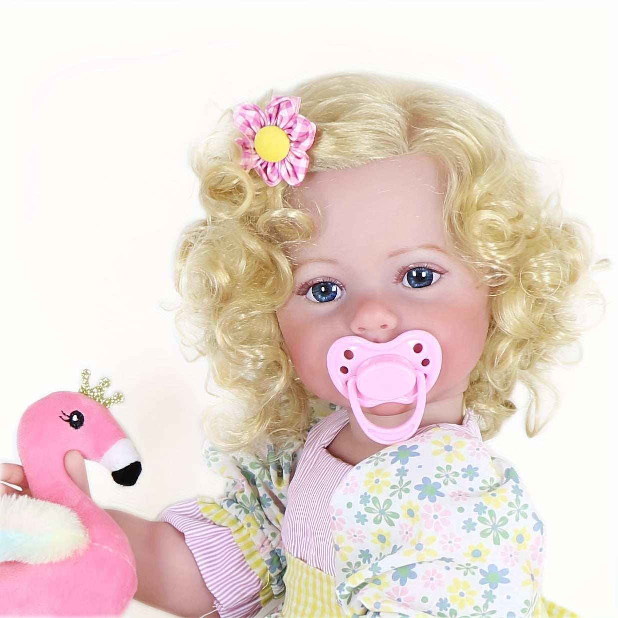 Flamingo Girl 3D Painted Skin Vinyl Rooted Hair Flamingo Plush Halloween