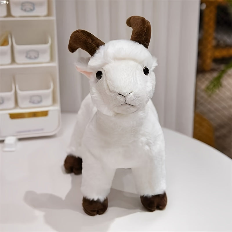 Soft Goat Plush Toy with Expressive Eyes & Horns