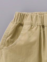 Boys Elastic Waist Cropped Cargo Pants with Pocket