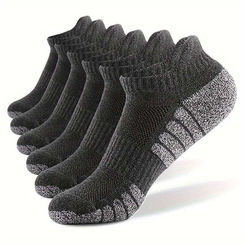 6 Pairs Men's Striped Ankle Socks Stretch Printed