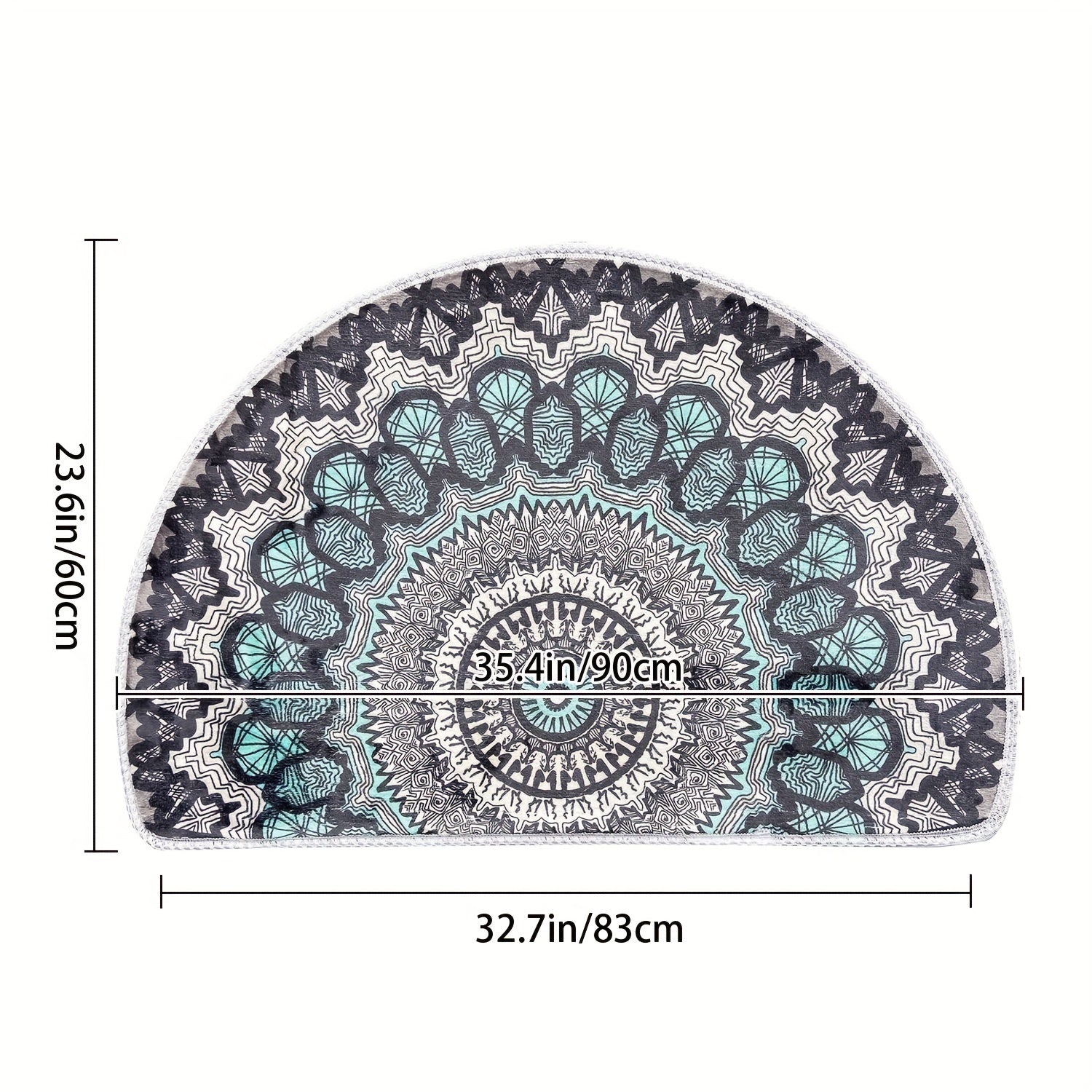 Boho Half Round Entrance Rug Doormats Absorbent Non-Slip 35.4in Machine Washable
