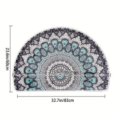 Boho Half Round Entrance Rug Doormats Absorbent Non-Slip 35.4in Machine Washable