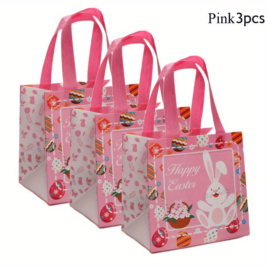 6PCS Easter Gift Bags Reusable Tote Bags Grocery Shopping Bunny Egg Totes