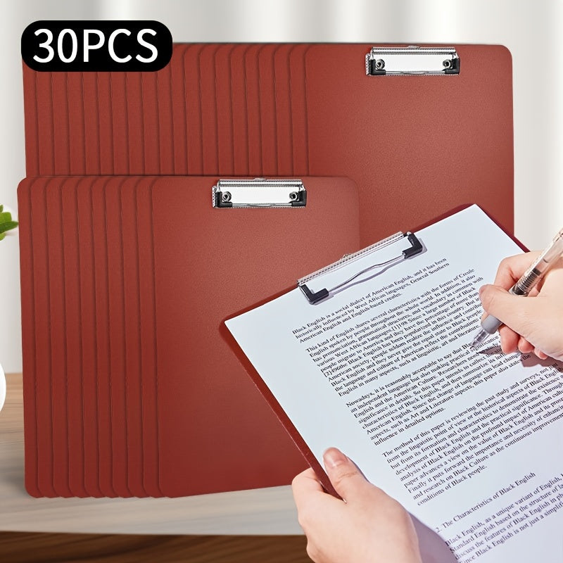 30 Pack Reddish Brown Clipboard Folder A4 Size Waterproof Document Storage
