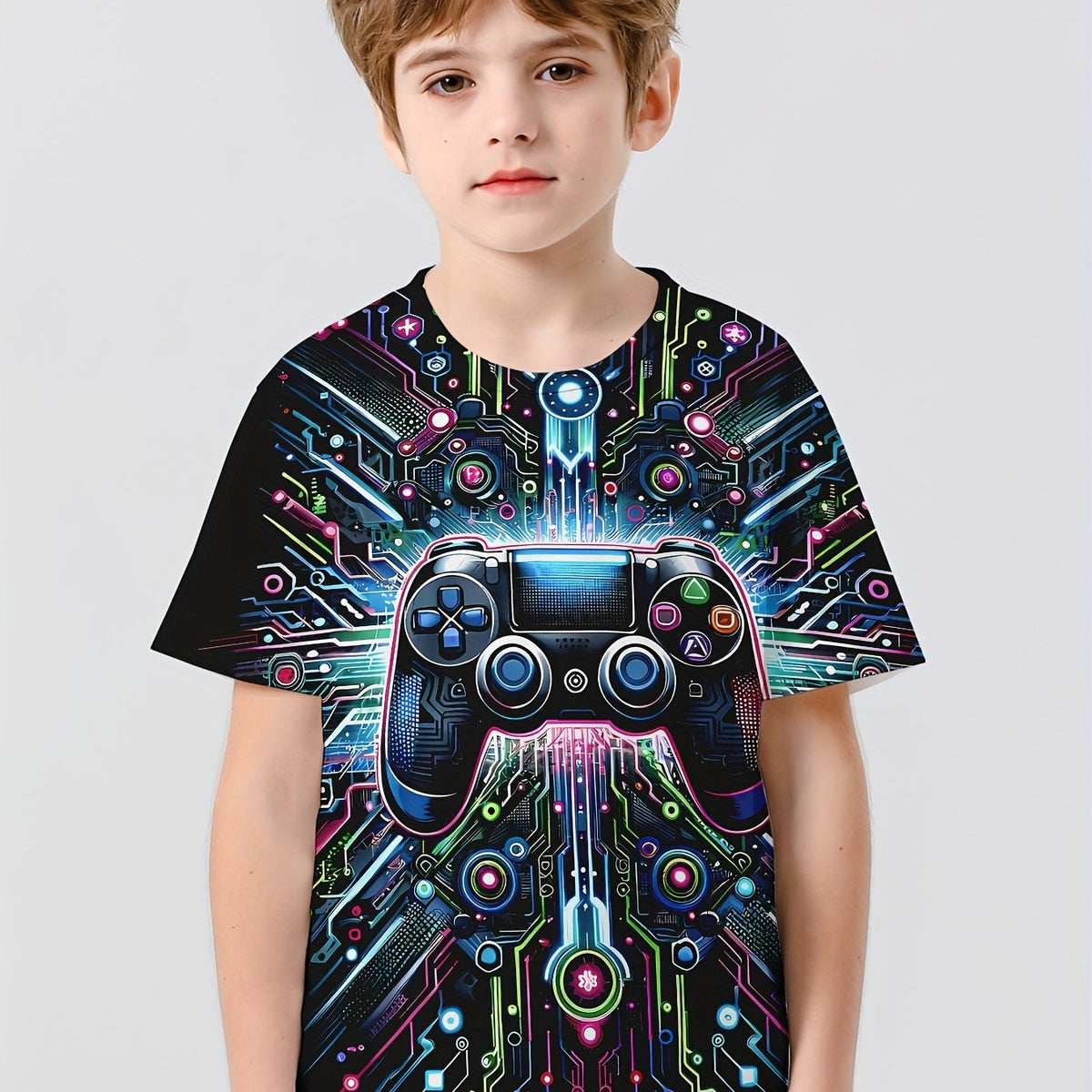 Game Controller 3D Print Boy's Casual Tee Short Sleeve