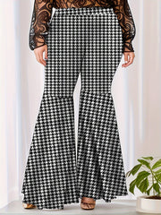 Women's Plus Striped Print Flared Leg Stretch Trousers