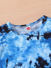 Tie Dye Full Body Print T-shirt & Shorts Set for Boys