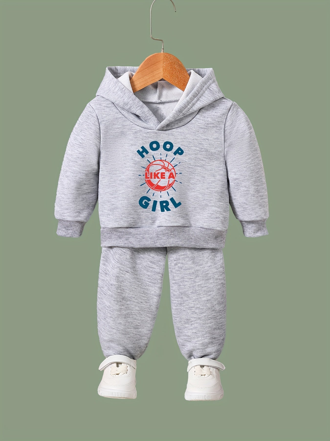 Hoop Girl Pattern Long Sleeve Hooded Sweatshirt Girls