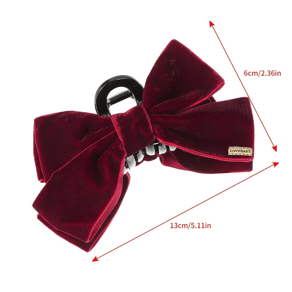 Velvet Bow Hair Claw Clip Non Slip Strong Hold Grip Hair Jaw Clip
