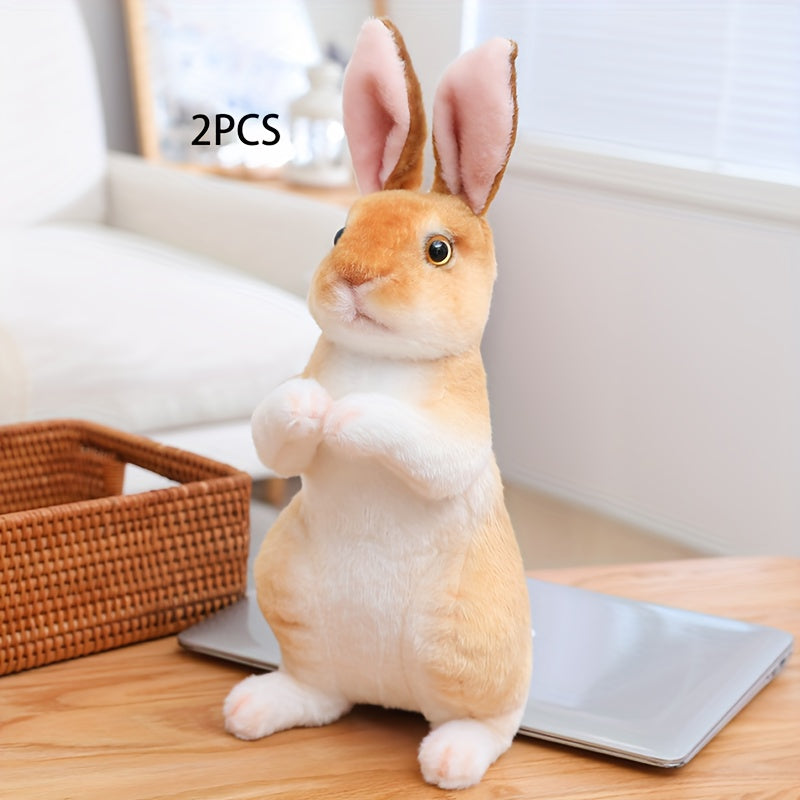 2 Pack Upright Rabbit Plushies 9 4in Assorted Colors Polyester