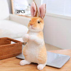 2 Pack Upright Rabbit Plushies 9 4in Assorted Colors Polyester