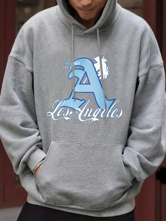Men's Casual Letter A Hooded Sweatshirt for Autumn and Winter