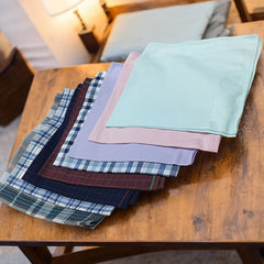 Navy & Plaid Cotton Handkerchief Unisex Soft Absorbent Pocket Square