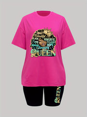 Letter Print Lounge Set Top & Shorts Women's Loungewear