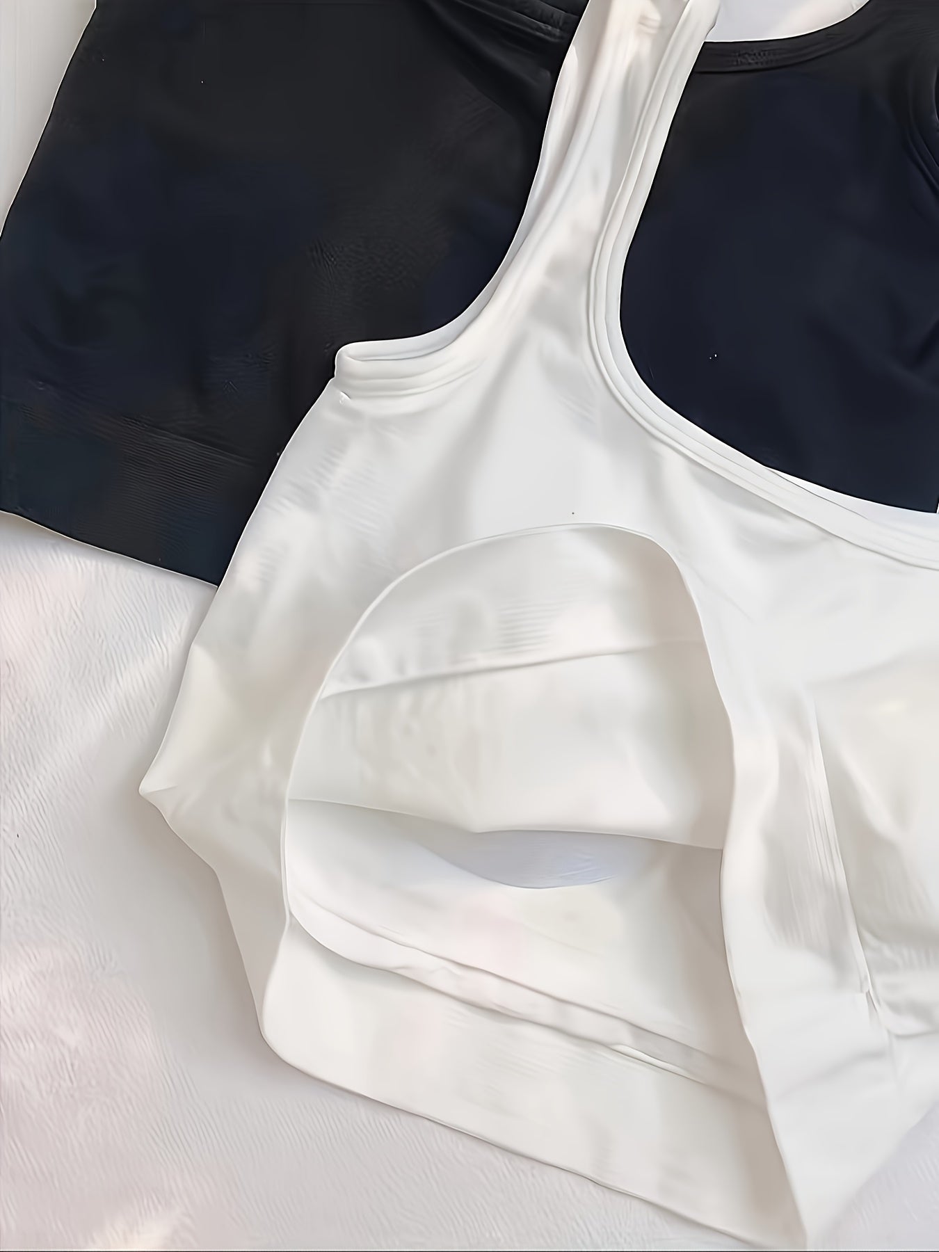 3pcs Solid Padded Tank Tops Crew Neck Women's Lingerie