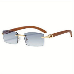 Rimless Sunglasses Men's Metal Hinge Ocean Slices Cut Edge