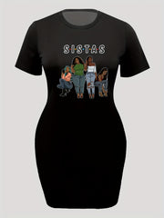  Casual Dress Women's Plus Bestie Graphic Short Sleeve Tee Dress