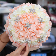 Blood Tooth Wedding Bridesmaid Bouquet with Rhinestone Sash