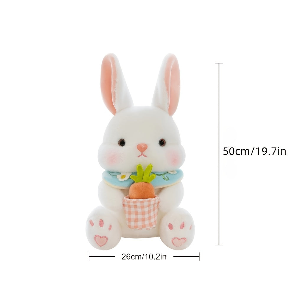 Fluffy Bunny Plush Toy Soft Rabbit Stuffed Animal Carrot Eyes