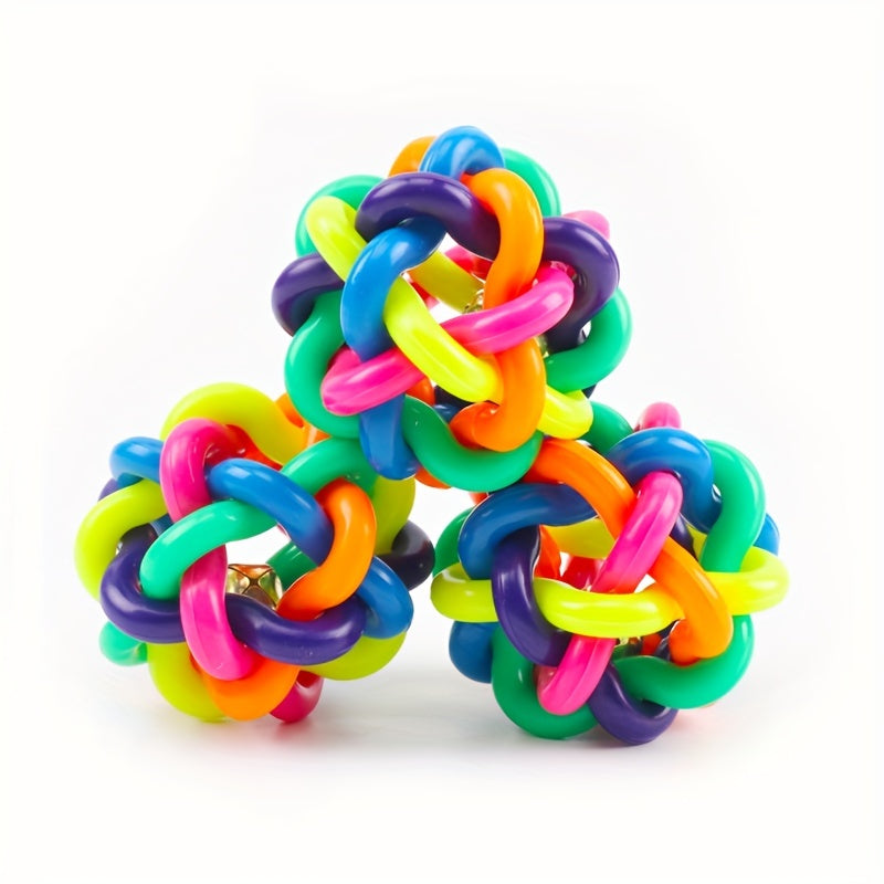 Colorful Bell Woven Ball Dog Toy with Sound Bell