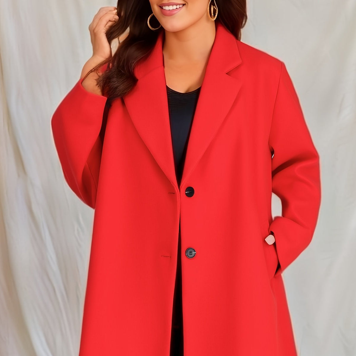  Solid Button Up Blazer with Pockets