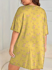 Floral Print Short Sleeve Nightdress