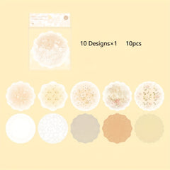 Hollow Lace Paper Retro Floral Hand Account Decorative Background 10 Sheets
