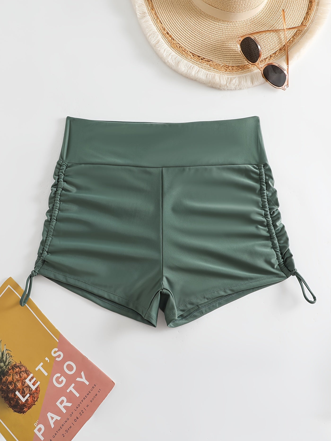  Vacay Bikini Bottoms Solid High Waisted Beachwear Shorts