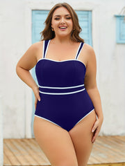  Colorblock Square Neck One Piece Swimsuit