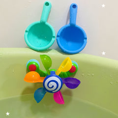 Kids Bath Windmill Spinner Toy with 2 Scoops - Gift for Bathtub & Pool