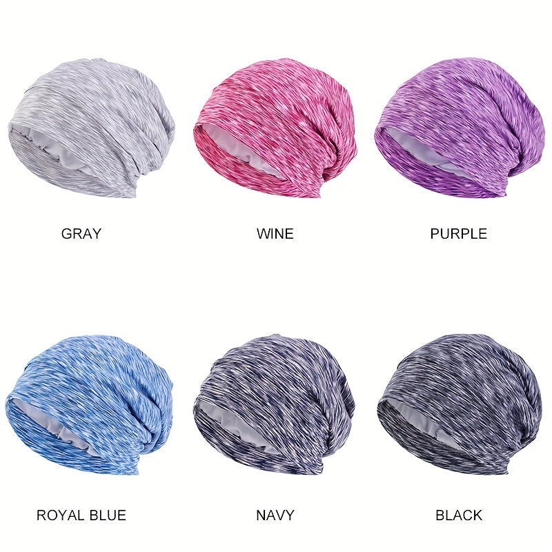Satin Lined Beanie Cap Mixed Head Wrap Soft Elastic Turban Cap