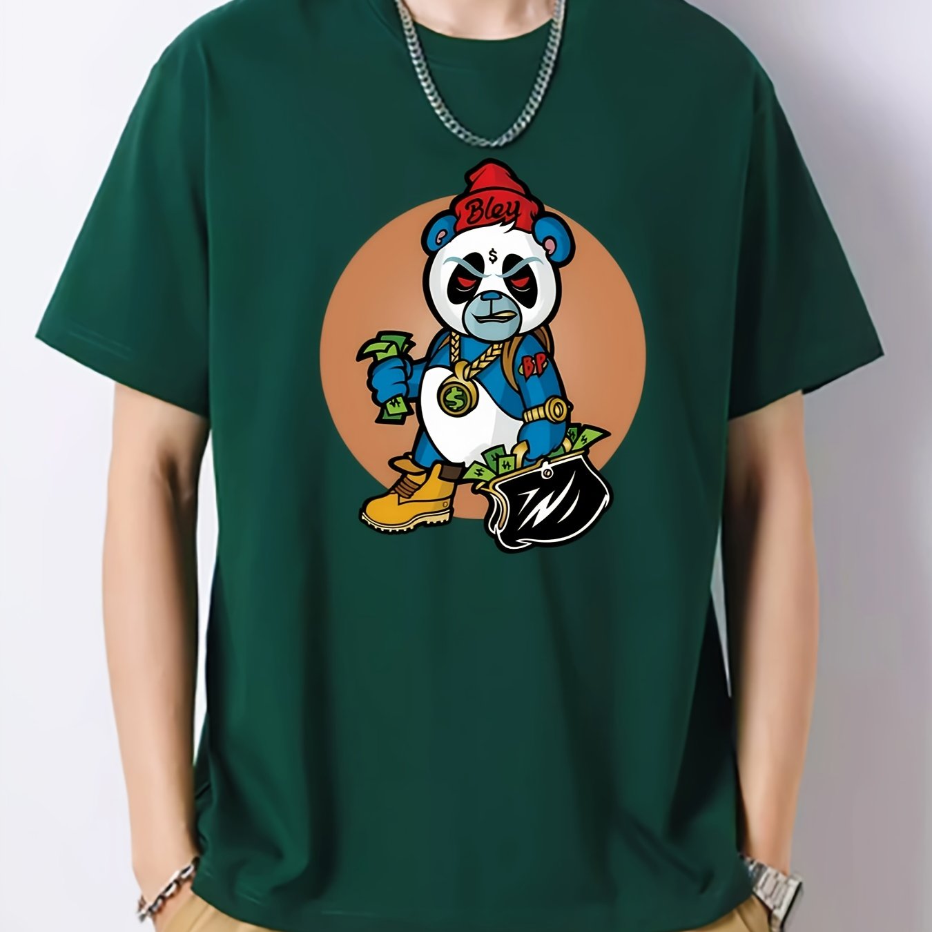 Angry Bear Pattern Print Men's Graphic Cotton Crew Neck Active T shirt
