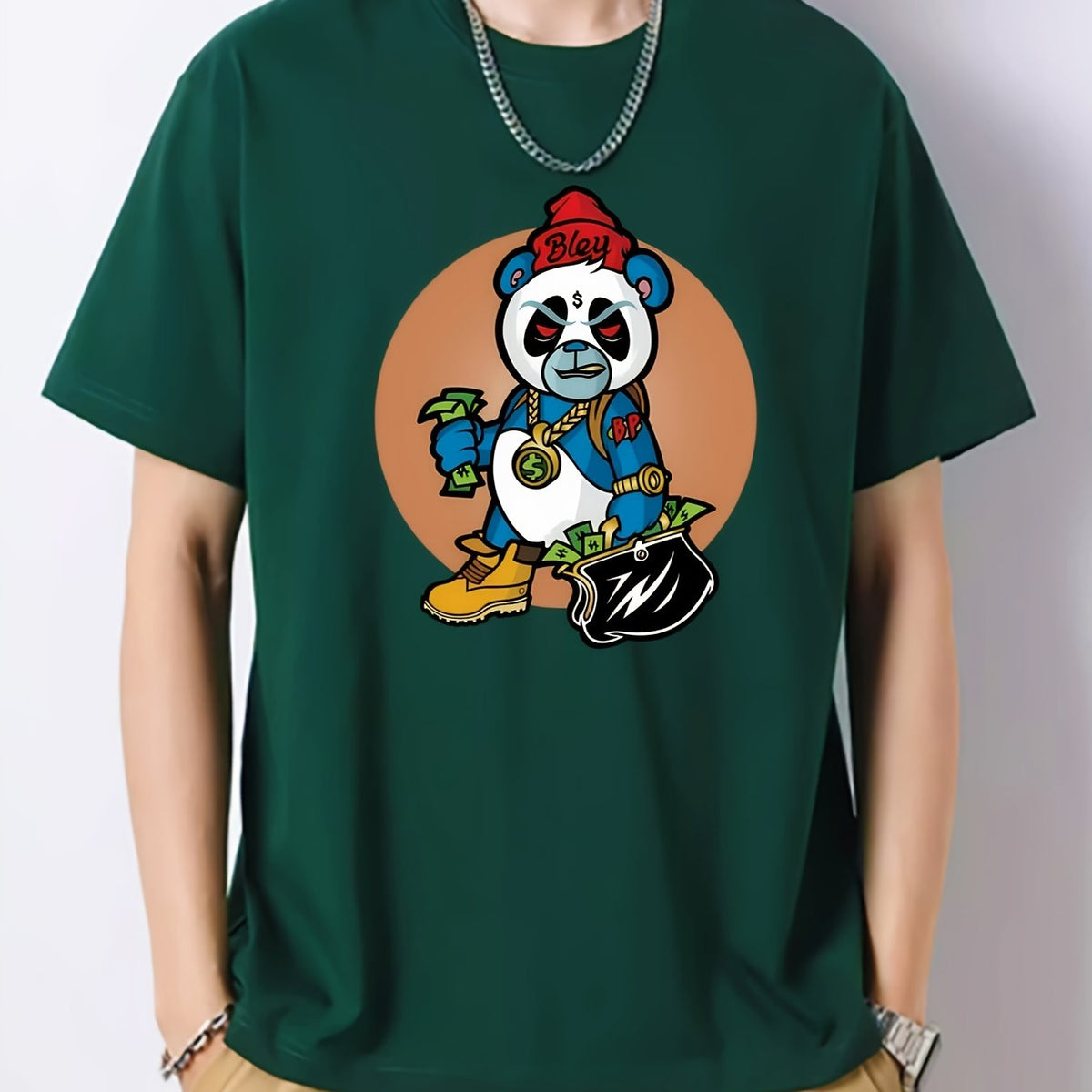 Angry Bear Pattern Print Men's Graphic Cotton Crew Neck Active T shirt