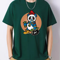 Angry Bear Pattern Print Men's Graphic Cotton Crew Neck Active T shirt