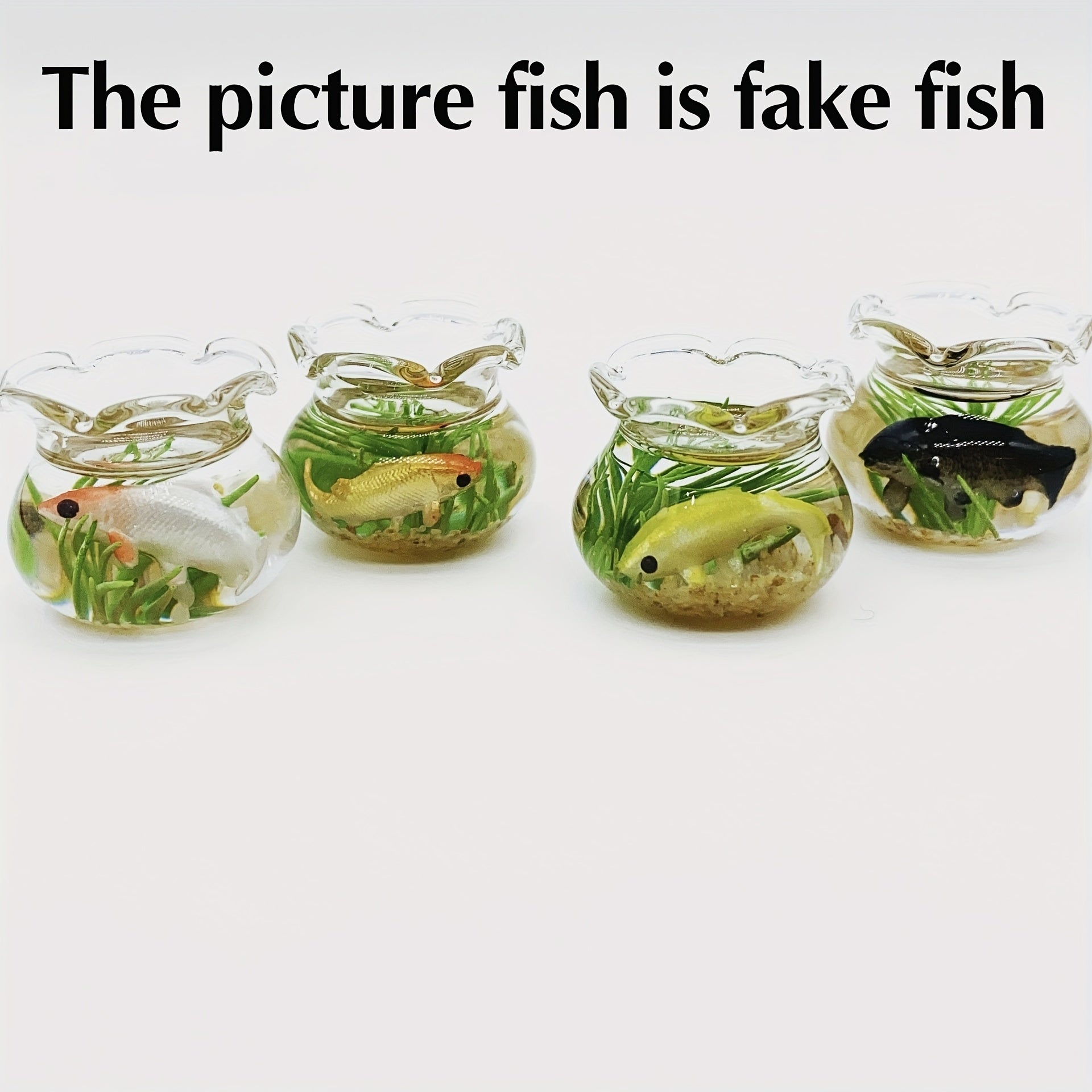 Miniature Fish Tank 1:12 Scale Goldfish Resin & Glass Decor Desktop Display