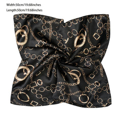 Square Satin Scarf Chain Print Neckerchief Hair Wrap