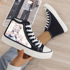 Anime Plush Lined Chunky Canvas Sneakers Flat Heighten Fall Winter Warm