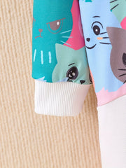 Kitty Cartoon Pullover Dress Girls Hoodie Spring Fall